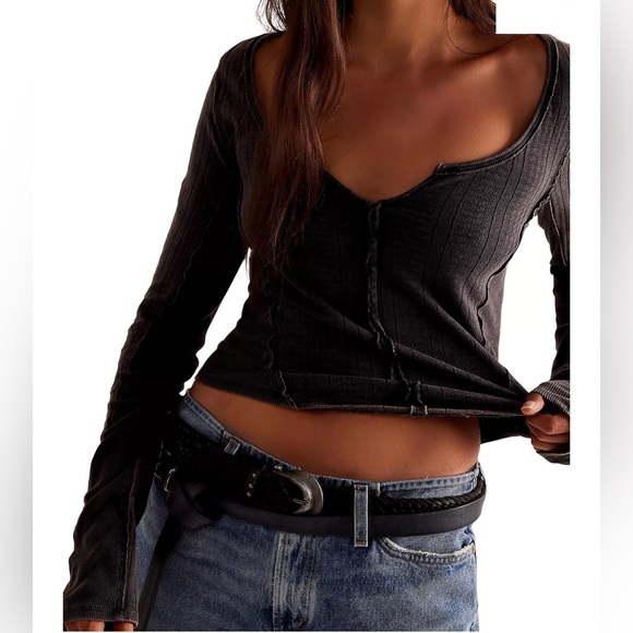 NWT Free People We The Free Eyes on You Long Sleeve in Black - Picture 6 of 10